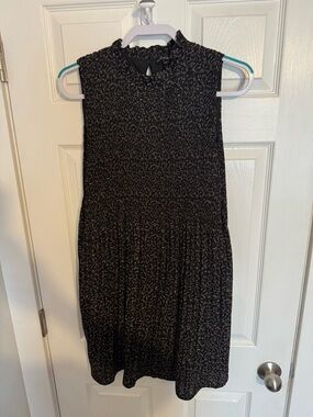 Wishlist Apparel Sleeveless Black Floral Smocked Neck Dress